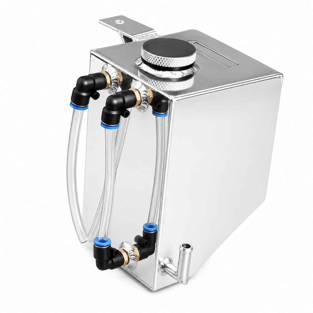Weapon R 24 fl oz stealth black aluminum coolant catch tank with top outlet design