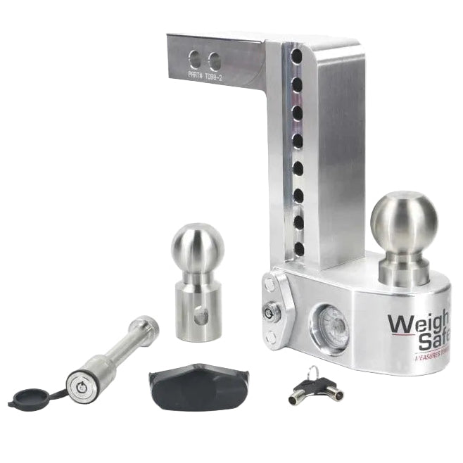 Weigh Safe WS8-2-KA 8 inch drop hitch with 2 inch shank and tongue weight gauge