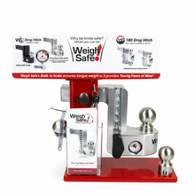 Load image into Gallery viewer, Weigh Safe red countertop POP display stand full view