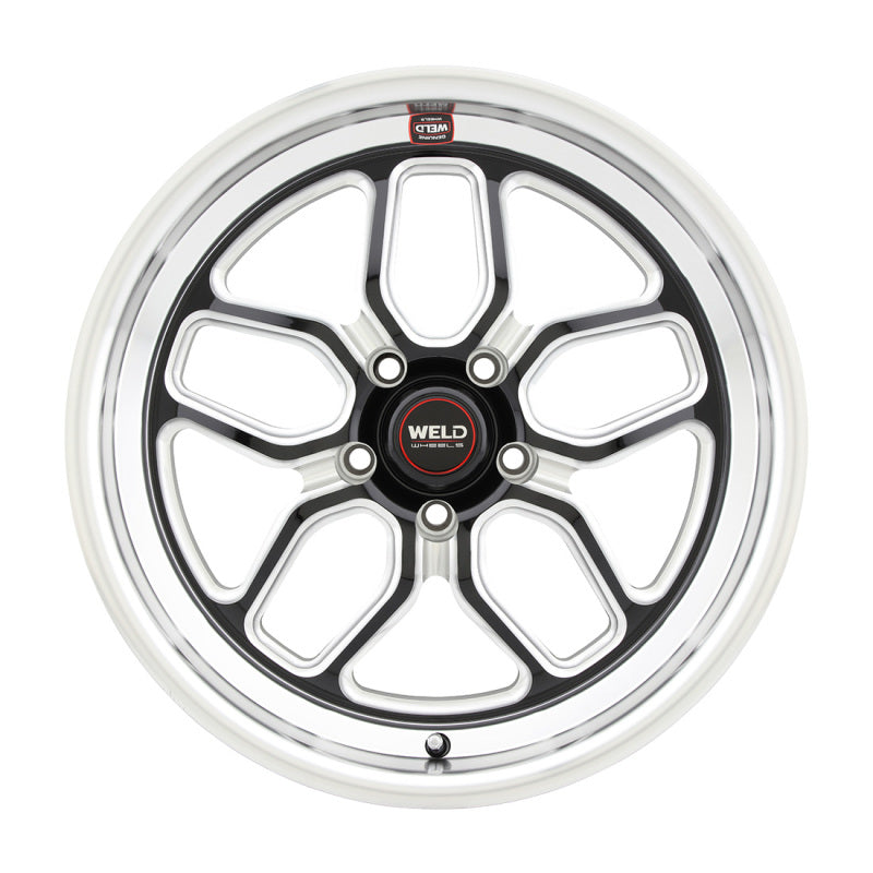 Weld Laguna 18x9 Gloss Black MIL bead lock wheel with 5x114.3 bolt pattern and +29 offset