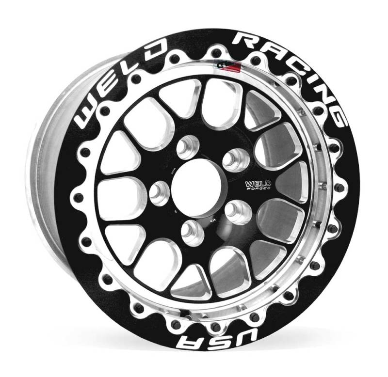 Weld S77 15x10.33 / 5x120mm BP / 7.5in. BS Black Wheel (Medium Pad) - Black Single Beadlock MT - Black Ops Auto Works