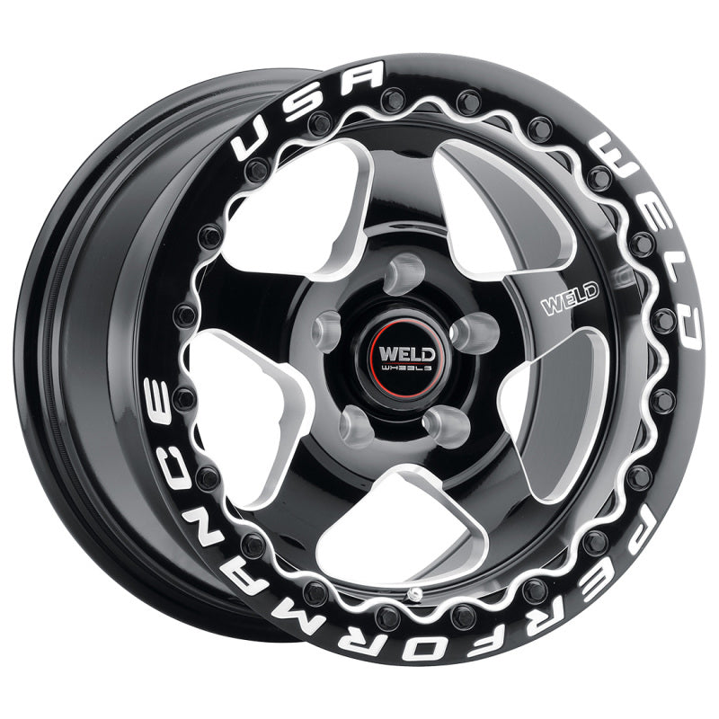 Weld S904 15x10 Ventura Beadlock 5x114.3 ET51 BS7.50 Gloss BLK MIL DIA 78.1 - Weld S904B0067P51