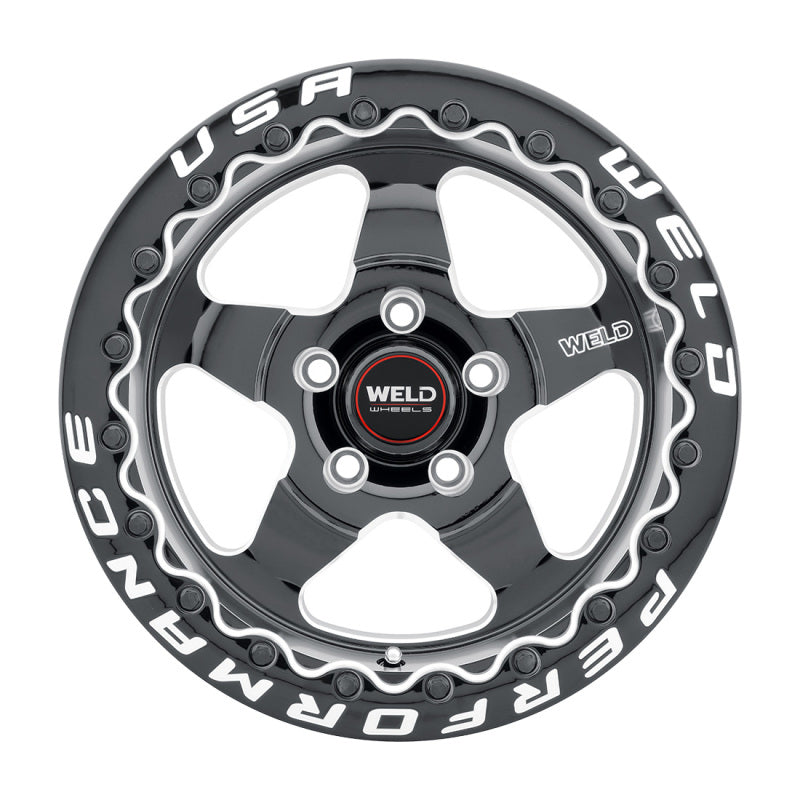 Weld S904 15x10 Ventura Beadlock 5x114.3 ET51 BS7.50 Gloss BLK MIL DIA 78.1 - Weld S904B0067P51