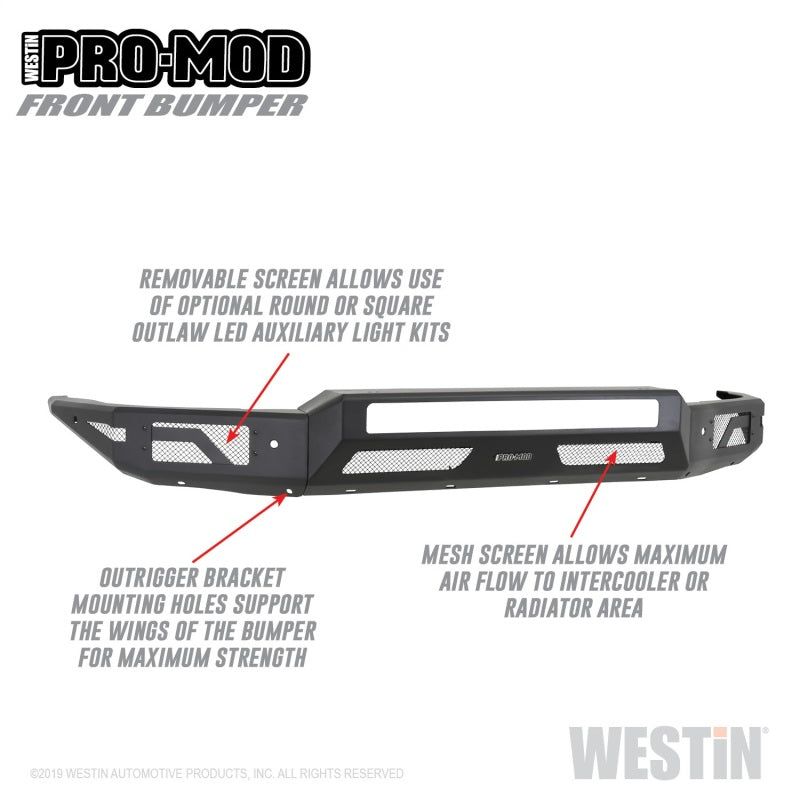 Westin 15-19 Chevrolet Silverado 2500/3500 Pro-Mod Front Bumper - Textured Black - Black Ops Auto Works
