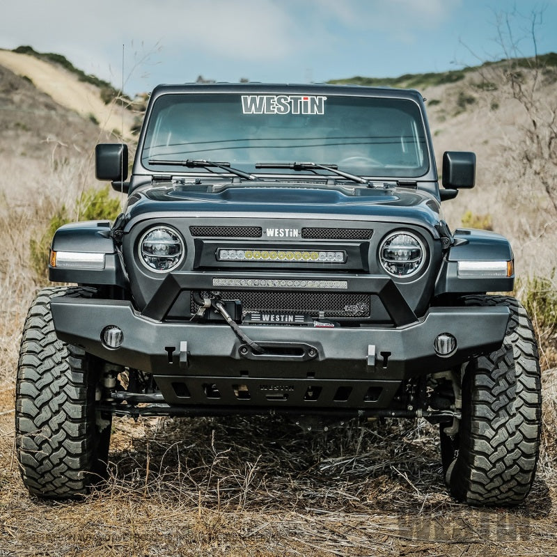 Westin Westin 18-20 Jeep Wrangler WJ2 Full Width Front Bumper w/LED Light Bar Mount Textured Black