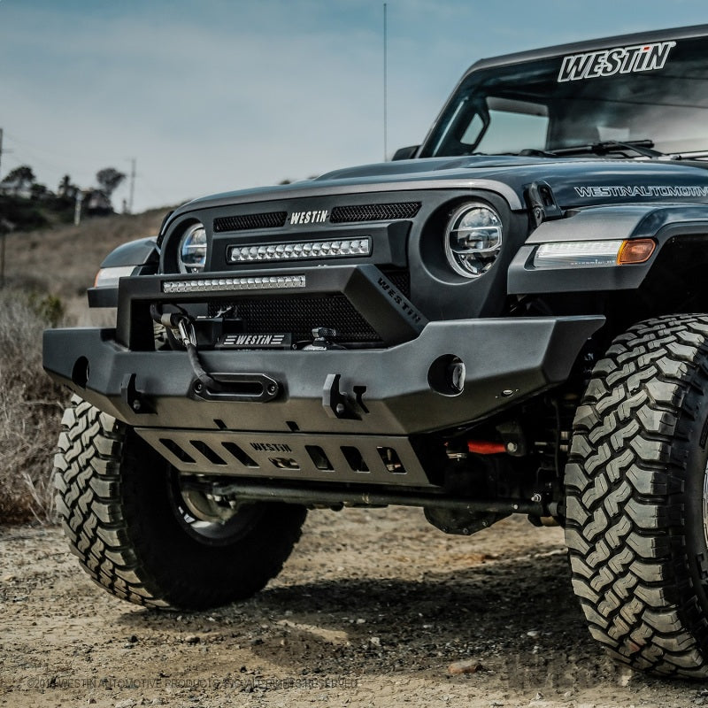 Westin Westin 18-20 Jeep Wrangler WJ2 Full Width Front Bumper w/LED Light Bar Mount Textured Black