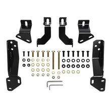 Load image into Gallery viewer, Close-up of the Westin HDX Modular Grille Guard punch plate grille and mounting hardware in black powder coat finish