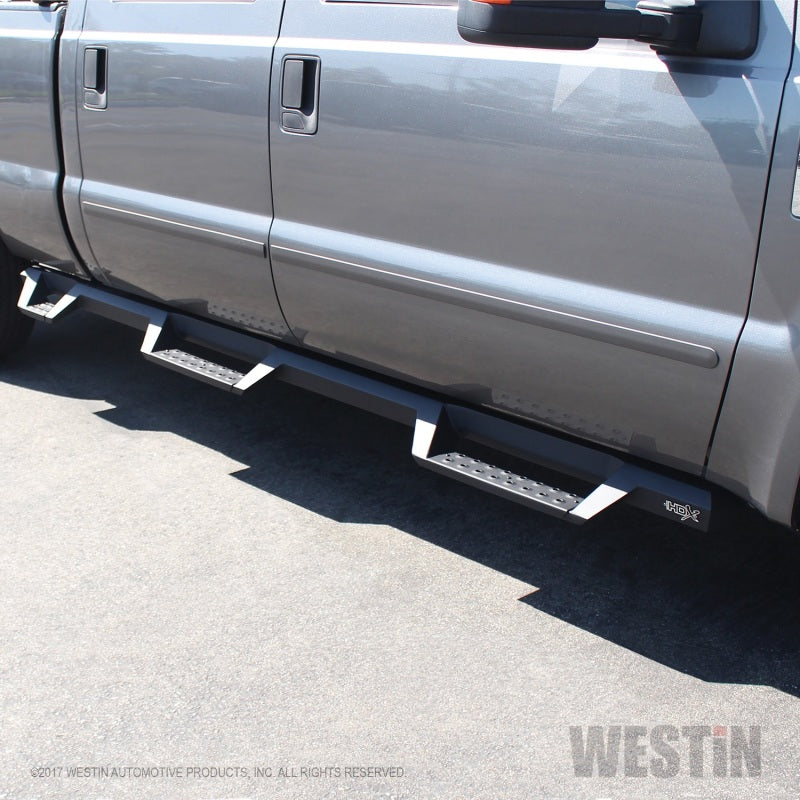 Westin Westin 99-16 Ford F-250/350/450/550 CC (6.75ft Bed) HDX Drop Whl to Whl Nerf Step Bars - Text Blk