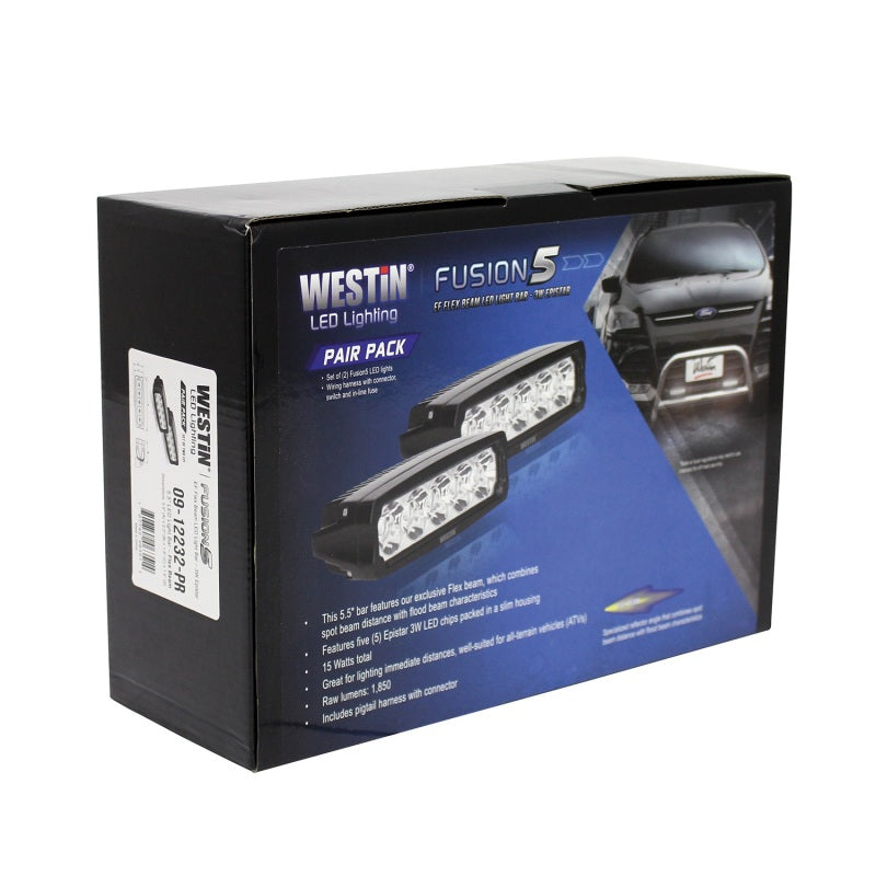 Westin Westin Fusion5 LED Light Bar Single Row 5.5 inch Flex w/3W Epistar (Set of 2) - Black