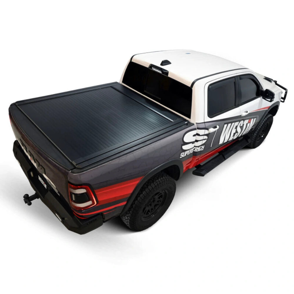 Low-profile Westin WES19-64705 manual retractable tonneau cover for Ram 1500