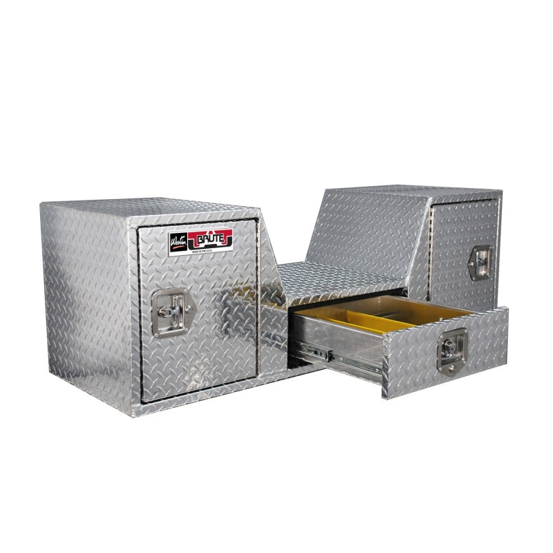 Westin Westin/Brute V Shape Goose Neck 5th Wheel 57in Tailgate Box 1 Drawer/2 Swing Doors - Aluminum