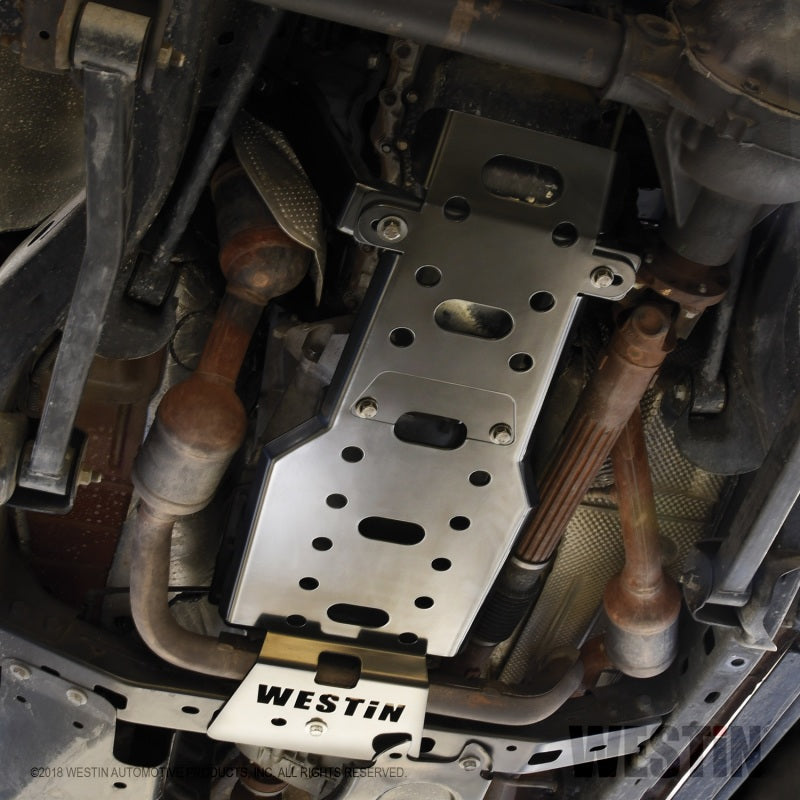 Westin/Snyper 07-11 Jeep Wrangler Transmission Pan Skid Plate - Textured Black - Black Ops Auto Works