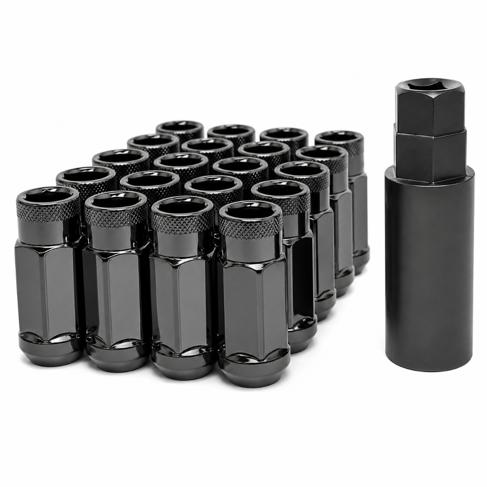 Wheel Mate black chrome 14x1.50 open end lug nuts for aftermarket wheels