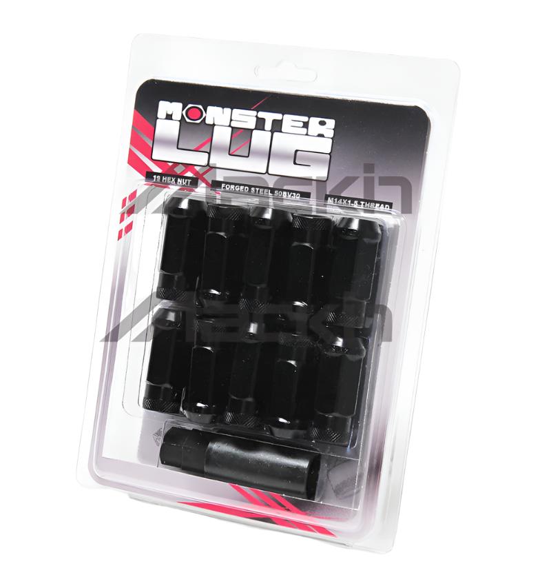 Wheel Mate Monster Open End Lug Nut Set of 20 - Black 1/2in - Black Ops Auto Works