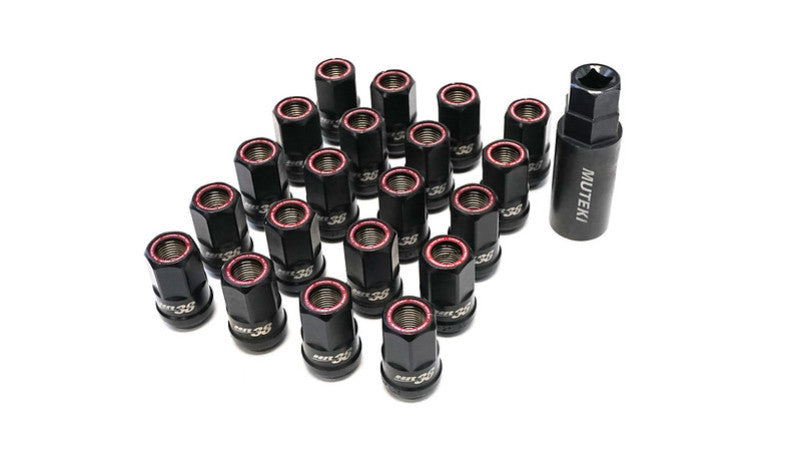 Wheel Mate Muteki HR38 Open End Lug Nuts 12x1.25 Titanium Chrome / Red Ring - Black Ops Auto Works