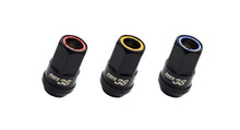 Load image into Gallery viewer, Wheel Mate Muteki HR38 Open End Lug Nuts 12x1.50 Black Chrome / Yellow Ring - Black Ops Auto Works