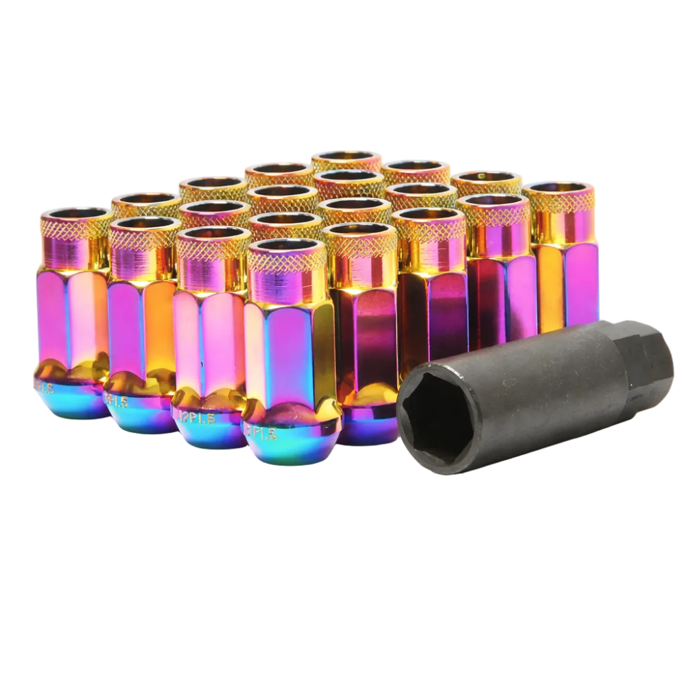 Wheel Mate Muteki SR48 Open End Lug Nuts - Burning Blue Neon 12x1.25 48mm Wheel Mate WHM32905UN