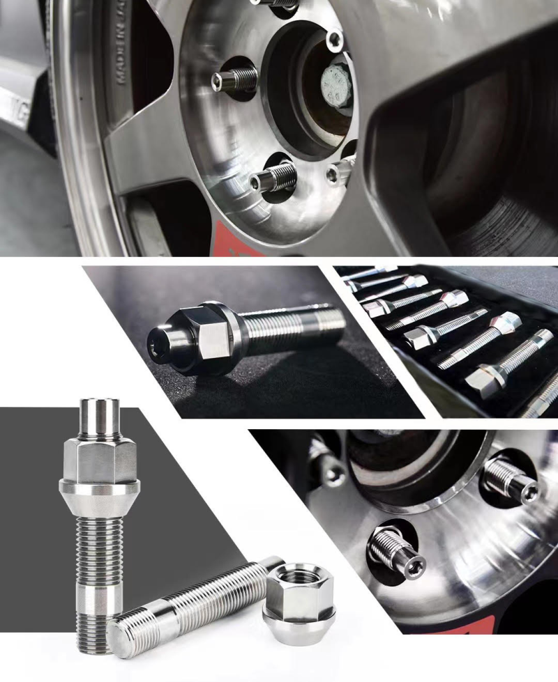 Wheel Mate Titanium Wheel Stud Conversion (Raw Ti) - M14x1.25 to M14x1.5 - 74mm - 60deg Lug Nut - Black Ops Auto Works