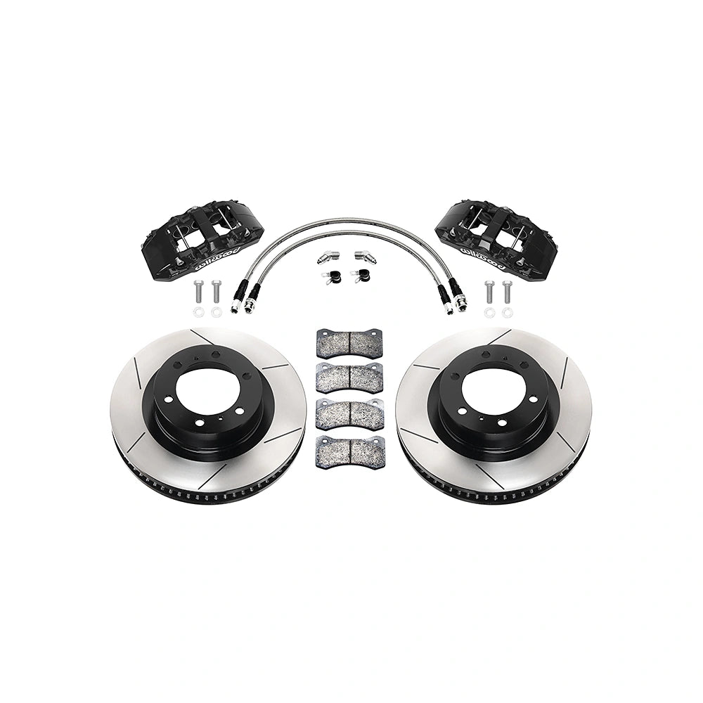 Wilwood 140-17511 front brake kit with black calipers, slotted rotors, pads and lines