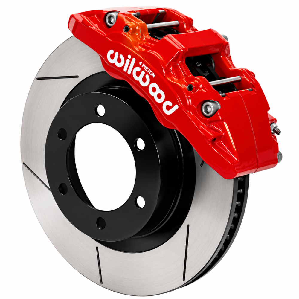 Wilwood 140-17528-R Aero6-DM front big brake kit for 2022-2025 Toyota Tundra and LC300 with red 6-piston calipers