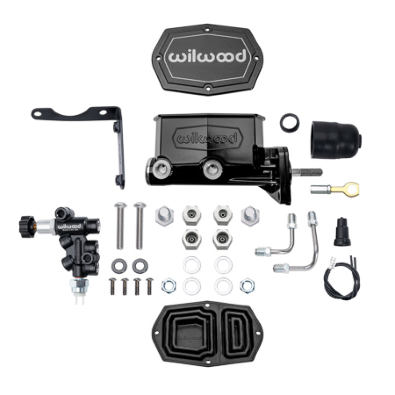 Wilwood Mopar Compact Tandem Master Cylinder Kit w/ Combination Valve & Pushrod 15/16in Bore - Black Wilwood WIL261-16796-BK
