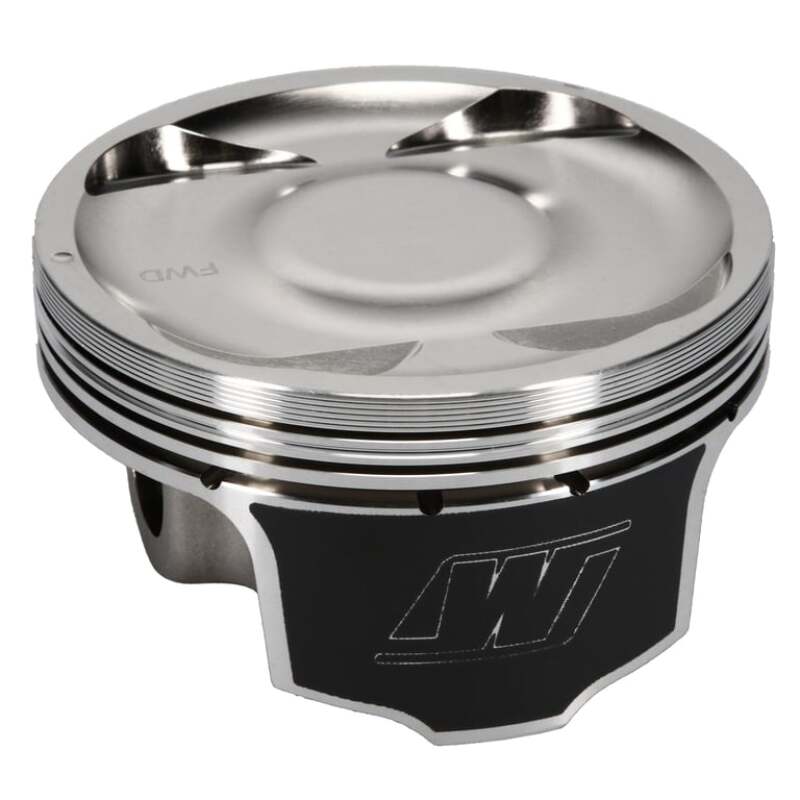 Installed Wiseco pistons in EJ257 engine assembly