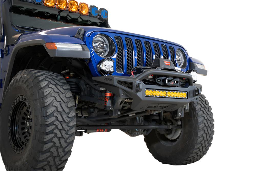 ADDAC9602401NA-Addictive Desert Designs 18-23 Jeep JL/JT Rock Fighter Front License Plate Bracket-License Plate Relocation-Addictive Desert Designs