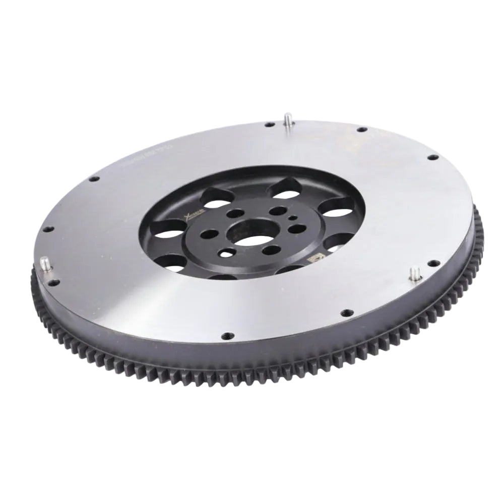 XClutch XFNI024C chromoly flywheel angled view showing ring gear
