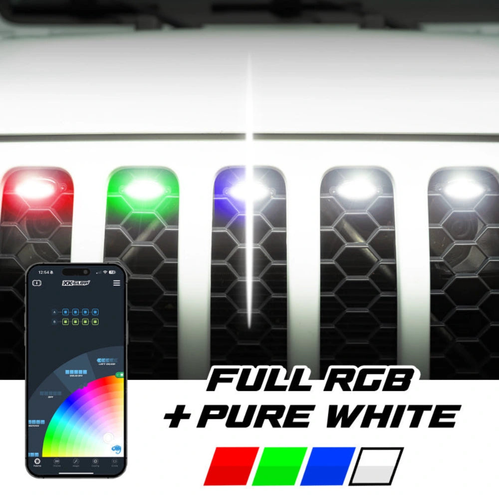 XK Glow XKmax Pre-Runner Style RGBW LED Grill Pods - 7pc - XKGLOW MX-GPOD-7