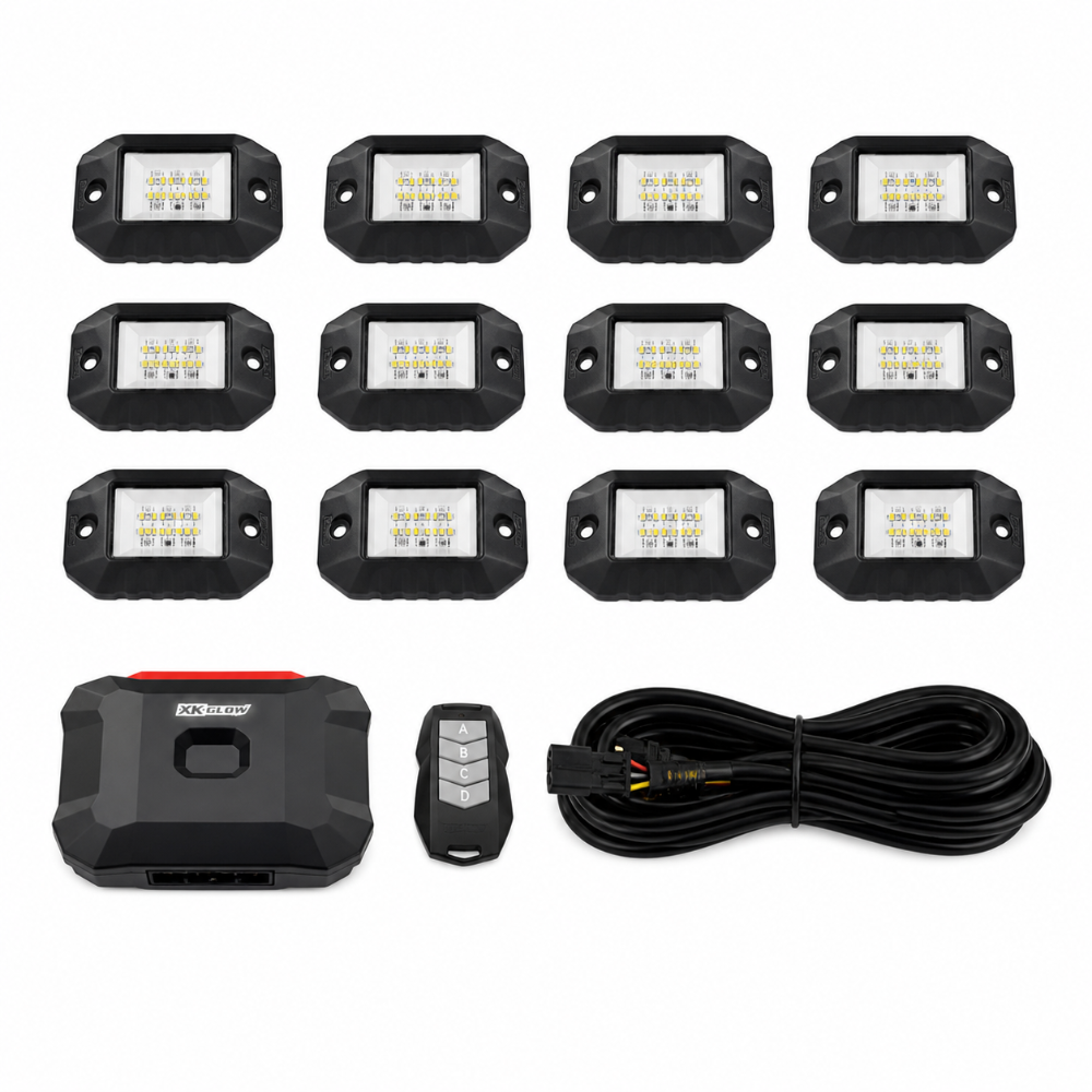 XK Glow 12pc RGBW rock light kit full view