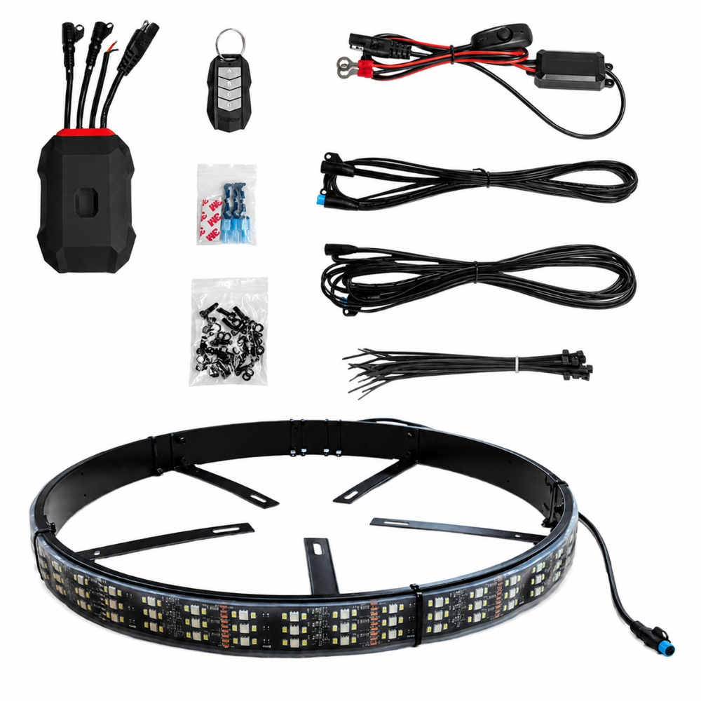 XKGlow XKGMX-WHEEL-KITB 16.5 inch 3-row RGBW wheel ring light kit with color chasing LEDs