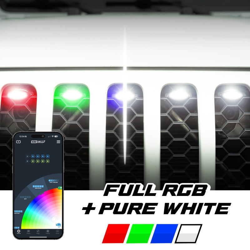 XKmax 7pc RGBW color chasing grill pods for tactical custom vehicle lighting