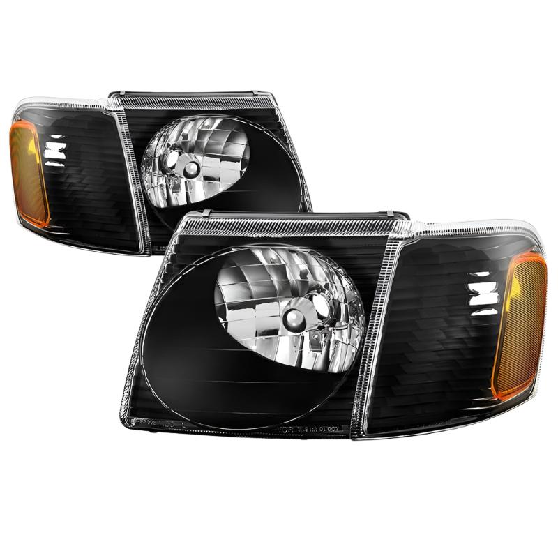 xTune 01-03 Ford Explorer Sport 4pc OEM Style Headlights w/Corner - Black (HD-JH-FEXP01-ST-BK) - Black Ops Auto Works