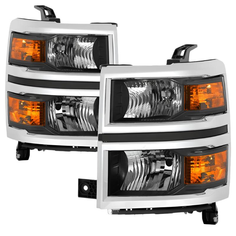 xTune 14-15 Chevy Silverado 1500 (New Body) OEM Style Headlights w/Trim - Blk (HD-JH-CS14-CC-BK) - Black Ops Auto Works