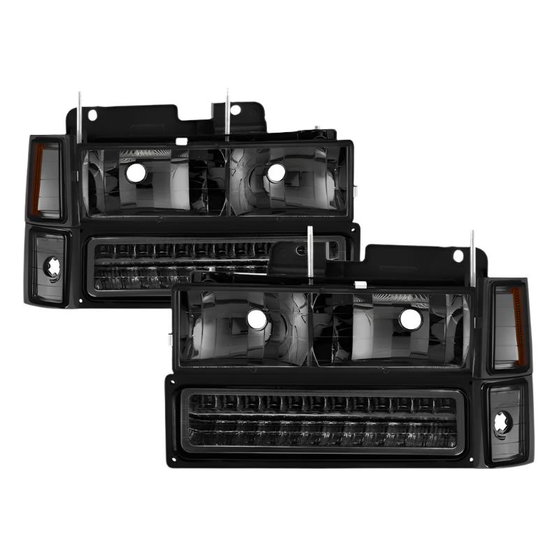 Xtune 92-94 Blazer Full Size Corner/LED Bumper Headlights Smoke HD-JH-CCK88-LED-AM-SM-SET - Black Ops Auto Works