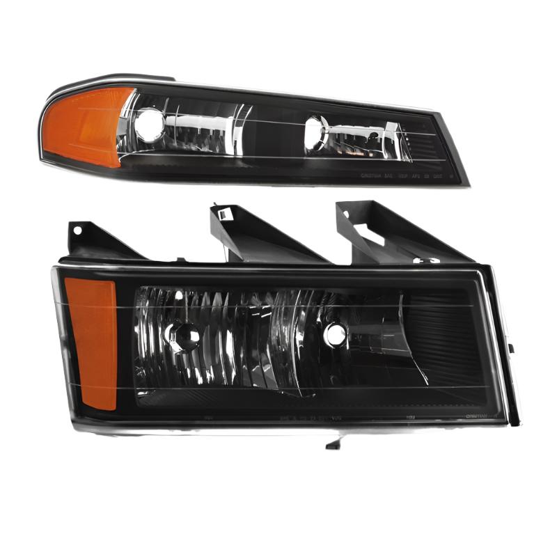Xtune Chevy Colorado 04-12 OEM Headlights w/ Bumper Lights Black HD-JH-CCOL04-SET-BK - Black Ops Auto Works