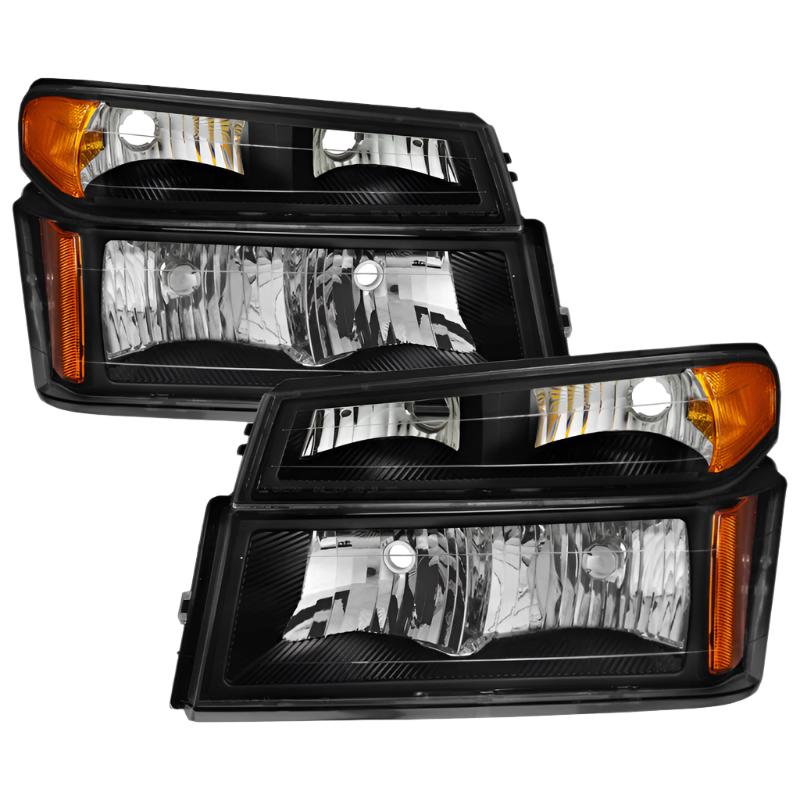 Xtune Chevy Colorado 04-12 OEM Headlights w/ Bumper Lights Black HD-JH-CCOL04-SET-BK - Black Ops Auto Works