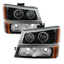 Load image into Gallery viewer, xTune Chevy Silverado 03-06 Projector Headlights 4pcs - LED Halo - Black PRO-JH-CSIL03-SET-BK-Headlights-SPYDER-887769036774-