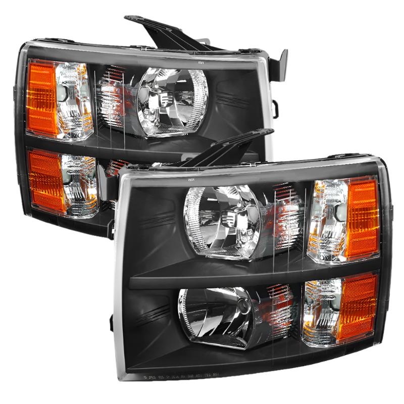 Xtune Chevy Silverado 07-13 Crystal Headlights Black HD-JH-CS07-AM-BK - Black Ops Auto Works