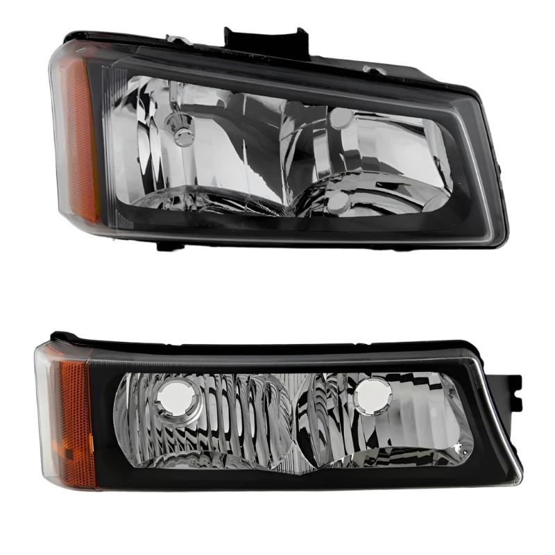 Xtune Chevy Silverado 2500HD 03-06 Crystal Headlights w/ Bumper Lights Black HD-JH-CSIL03-AM-BK-SET - Black Ops Auto Works