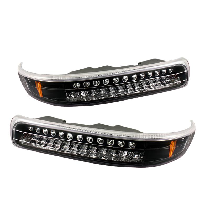 Xtune Chevy Silverado 99-02 LED Amber Bumper Lights Black CBL-CS99-LED-BK - Black Ops Auto Works