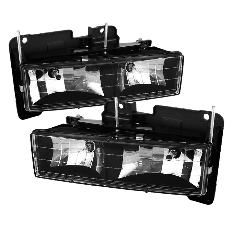 Xtune Chevy Suburban 88-98 Crystal Headlights Black HD-JH-CCK88-BK - Black Ops Auto Works