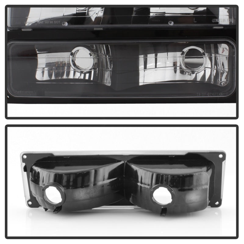 Xtune Chevy Suburban 94-98 Headlights w/ Corner & Parking Lights 8pcs Black HD-JH-CCK88-AM-BK-SET - Black Ops Auto Works
