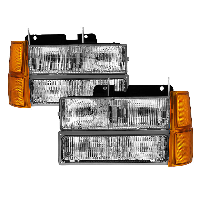 Xtune Chevy Suburban 94-98 Headlights w/ Corner & Parking Lights 8pcs - OEM HD-JH-CCK94-OE-C-SET - Black Ops Auto Works
