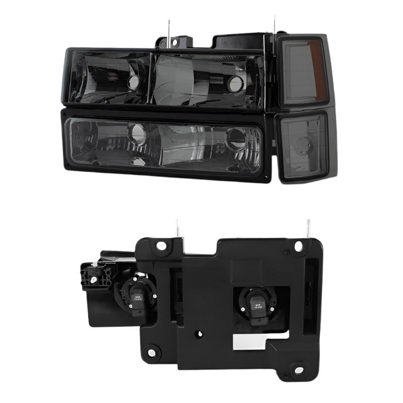 Xtune Chevy Suburban 94-98 Headlights w/ Corner & Parking Lights 8pcs Smoked HD-JH-CCK88-AM-SM-SET - Black Ops Auto Works