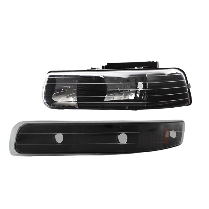 Xtune Chevy TahOE 00-06 Amber Crystal Headlights w/ Bumper Lights Black HD-JH-CSIL99-SET-AM-BK - Black Ops Auto Works