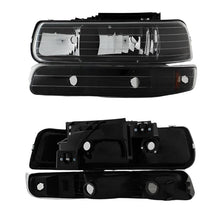 Load image into Gallery viewer, Xtune Chevy TahOE 00-06 Amber Crystal Headlights w/ Bumper Lights Black HD-JH-CSIL99-SET-AM-BK - Black Ops Auto Works