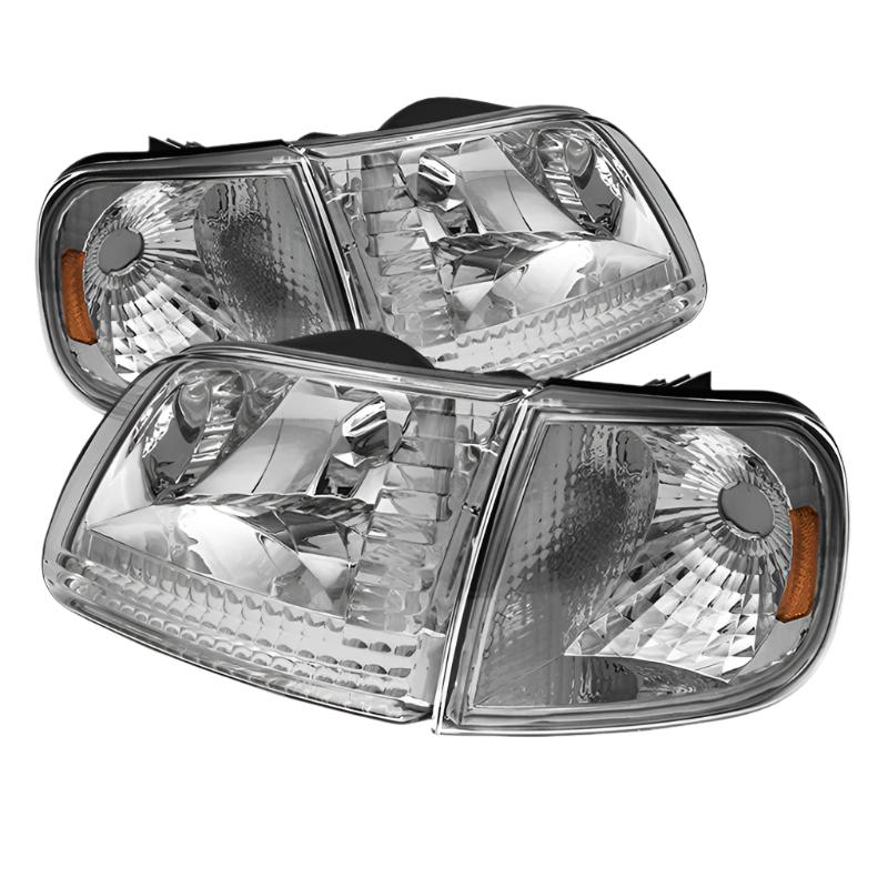 Xtune Ford F150 97-03 / Expedition 97-02 Crystal Headlights w/Corner Chrome HD-JH-FF15097-SET-AM-C - Black Ops Auto Works