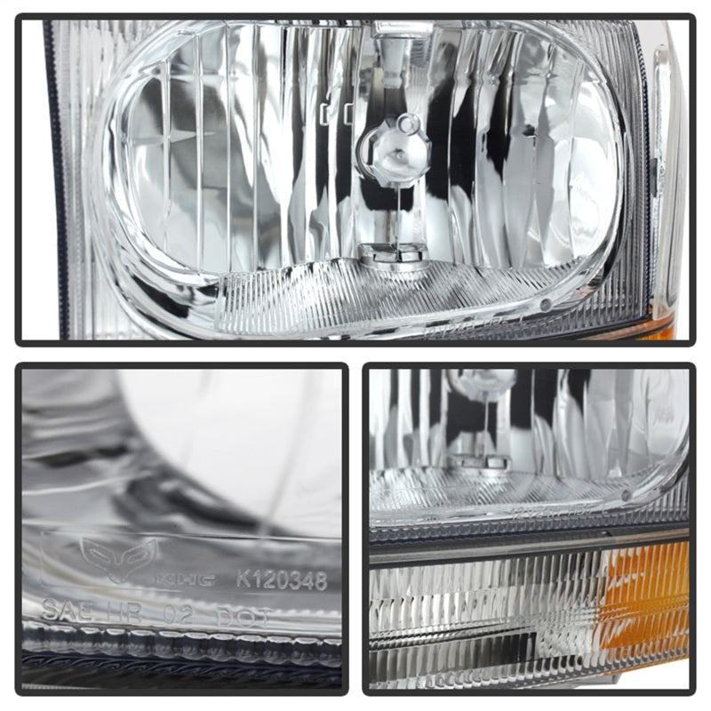 Xtune Ford F250/350/450 Superduty 99-04 Crystal Headlights w/ Bumper Lights HD-JH-FF25099-AM-C - Black Ops Auto Works