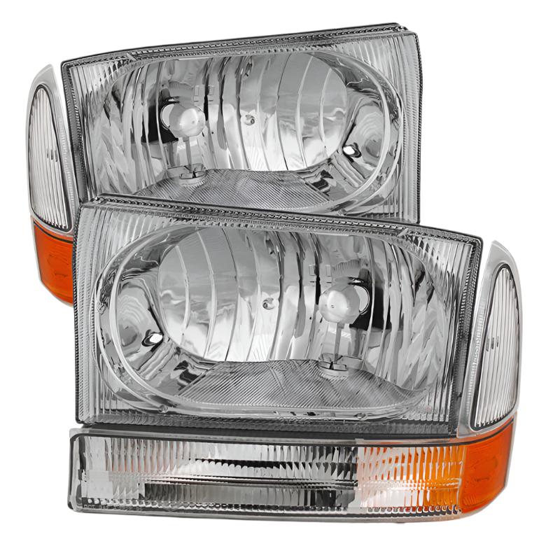 Xtune Ford F250/350/450 Superduty 99-04 Crystal Headlights w/ Bumper Lights HD-JH-FF25099-AM-C - Black Ops Auto Works
